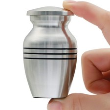 Small Keepsake Urn for Human Ashes or Pet Ashes, Mini 1 Urn, Silver
