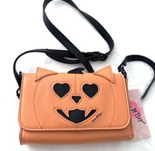 Betsey Johnson Halloween Purse Pumpkin Cat Va...