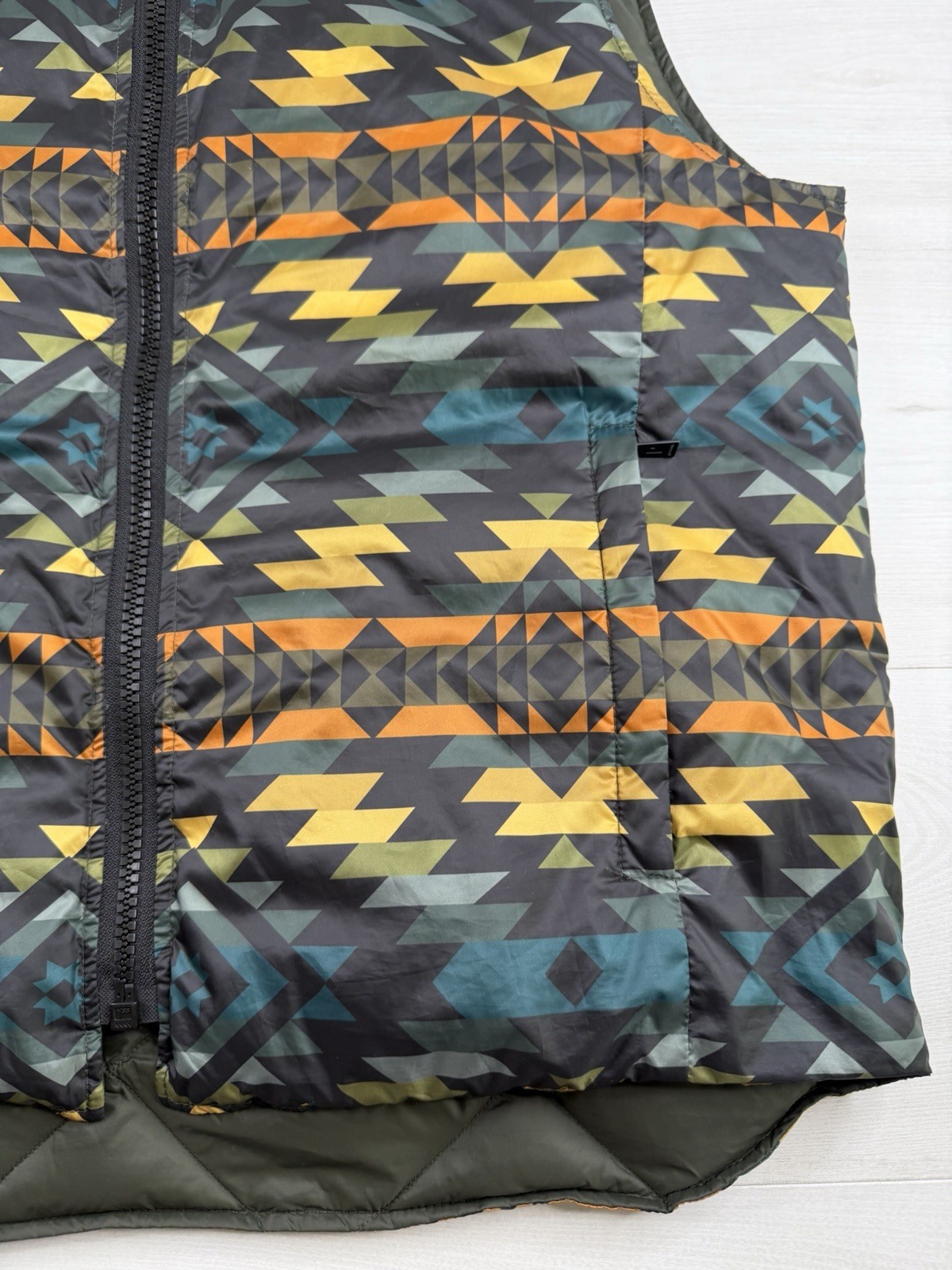 Pendleton Down Puffer Vest Aztec Print Reversible… - image 3