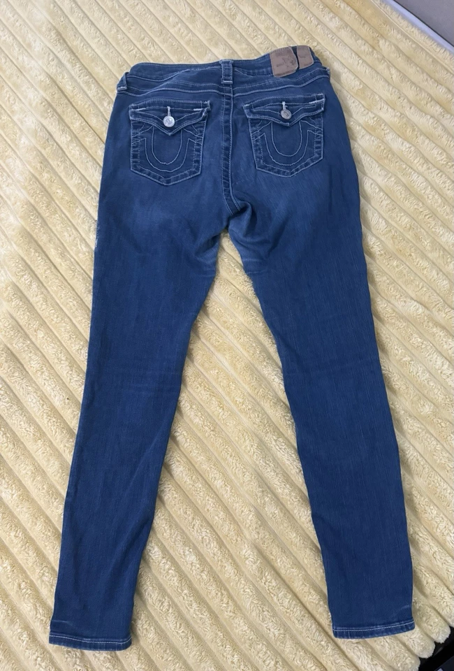 Pantalones de mezclilla para mujer True Religion ajustados azules talla 29x28 Foto 2 de 4