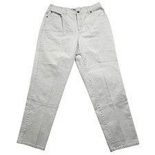 Vintage 90s Bill Blass Womens Pants Easy Fit Cream Light Wash Cotton Size 12