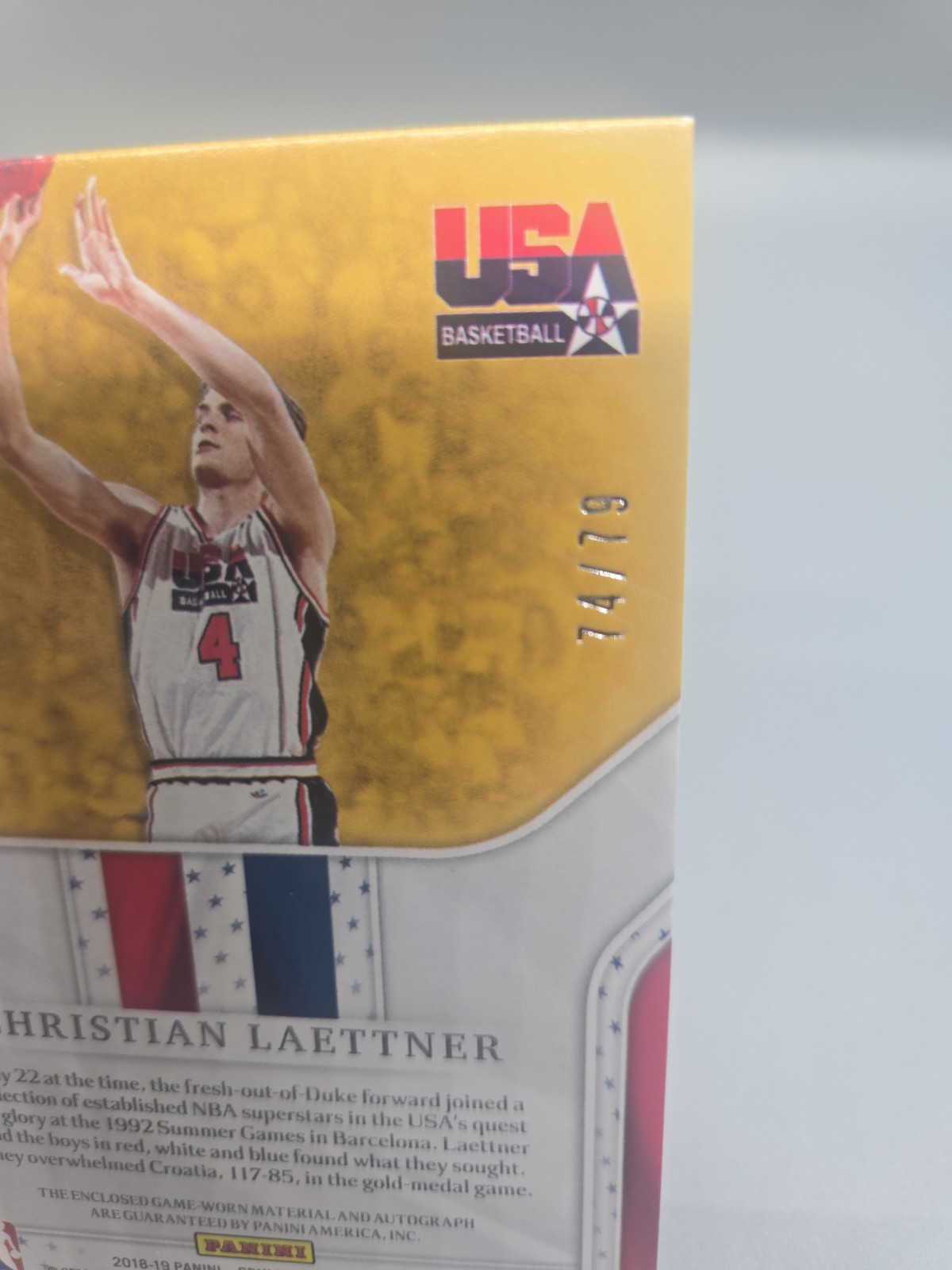 2018-19 Panini Opulence Christian Laettner Game USED  Patch Auto #/79 USA view 3