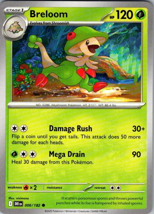 Breloom 006/182 Common Destined Rivals Pokemon Near Mint BGC1