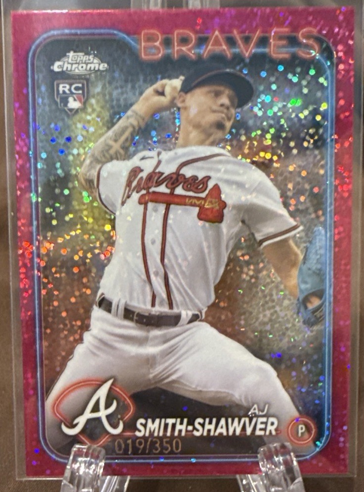 2024 Topps Chrome Magenta Speckle Refractor #19 AJ Smith-Shawver RC /350