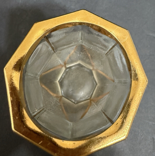 Arcoroc Aspen Leaf Vase Frost klar & gold vergoldet achteckiger Rand 6,5" hoch 4" breit 1970er - Bild 8 von 12
