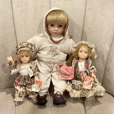 Vintage Show Stoppers Lot Of 3 Porcelain Dolls Percy Pearl And Adam