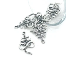 Antique Silver Leviathan Cross with Snake, Satanic Pendant Charms, 16x27mm - US