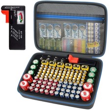 Battery Organizer Storage Holder Case with Tester Checker BT-168. Holds 136+ ...