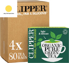 Organic Pure Green Tea Bags | 320 Teabags (4 X Boxes of 80) | Bulk Buy 0.06 per strip