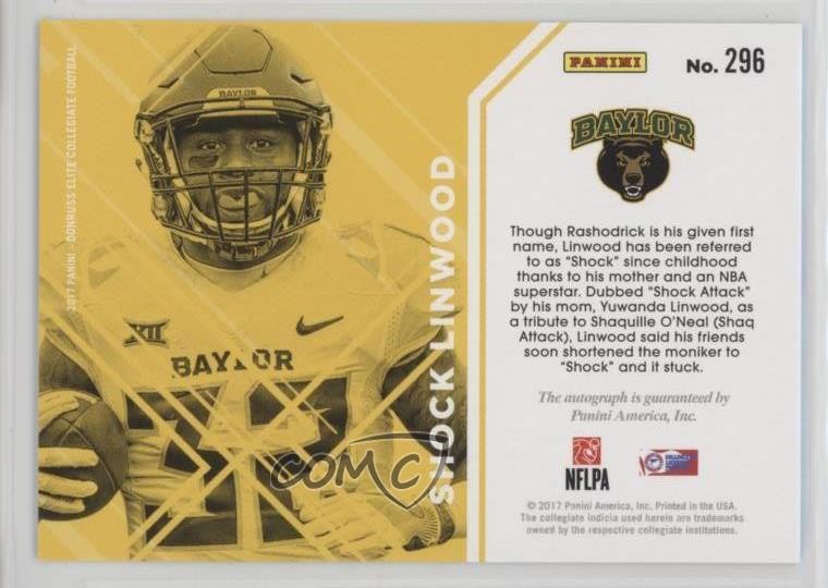 2017 Elite Draft Picks Aspirations Purple 28/99 Shock Linwood Rookie Auto RC 0w8