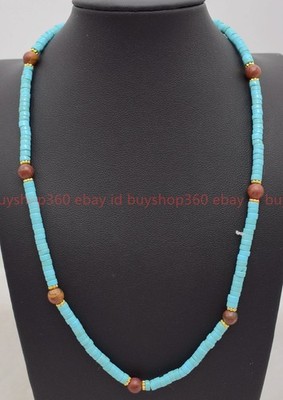 NEW Fashion Natural 2x4mm Turquoise Gold Sandstone Rondelle Gems Necklace16-36in