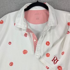 Johnnie-O Polo Shirt Mens XL White Red Citrus Print Performance Short Sleeve RI