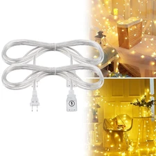 Clear Extension Cord 6 Feet 2 Pack Thin Extension Cords White 2 Prong Male-Fe...