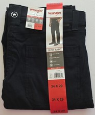Wrangler Men's Tech Pants Regular Fit Flex Waistband Secure Pockets Black 34x29