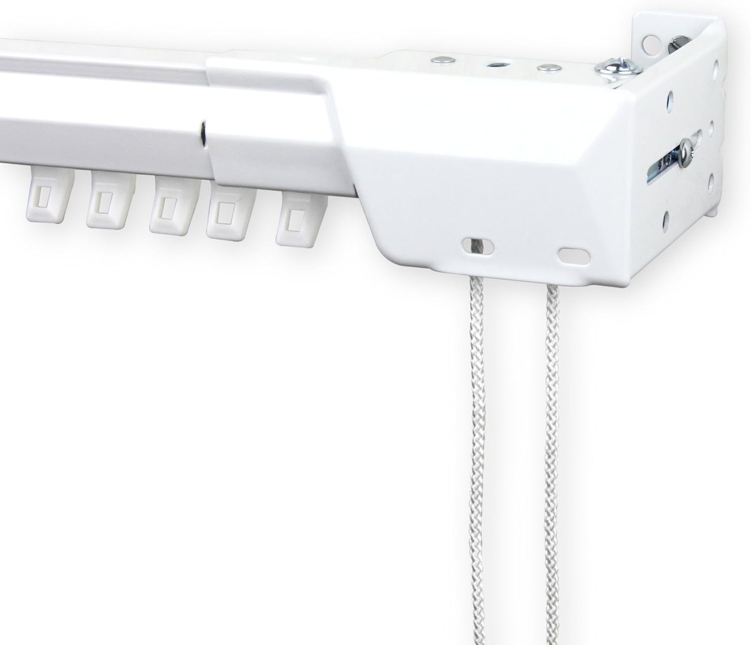 48-84 Inch White Center Open Traverse Rod Set - Includes Brackets & Sliders