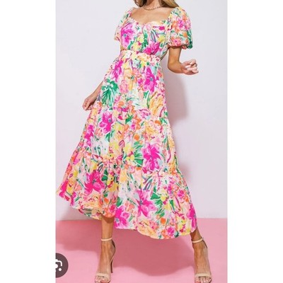 Flying Tomato Dress Floral Print Maxi Small Boho Brunch Shower Wedding Guest