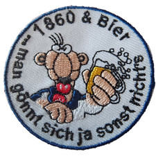 TSV 1860 MÜNCHEN  1 Aufnäher Patches Aufbügler  " 1860 UND BIER "