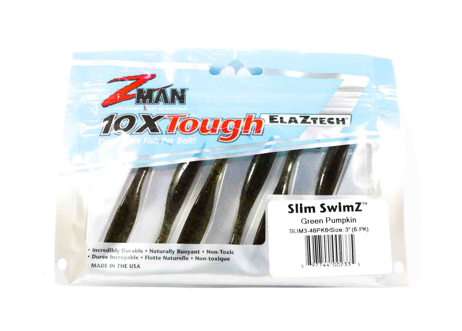 Zman Soft Lure Slim SwimZ 3 Inch 6/Pack Green Pumpkin (2335)