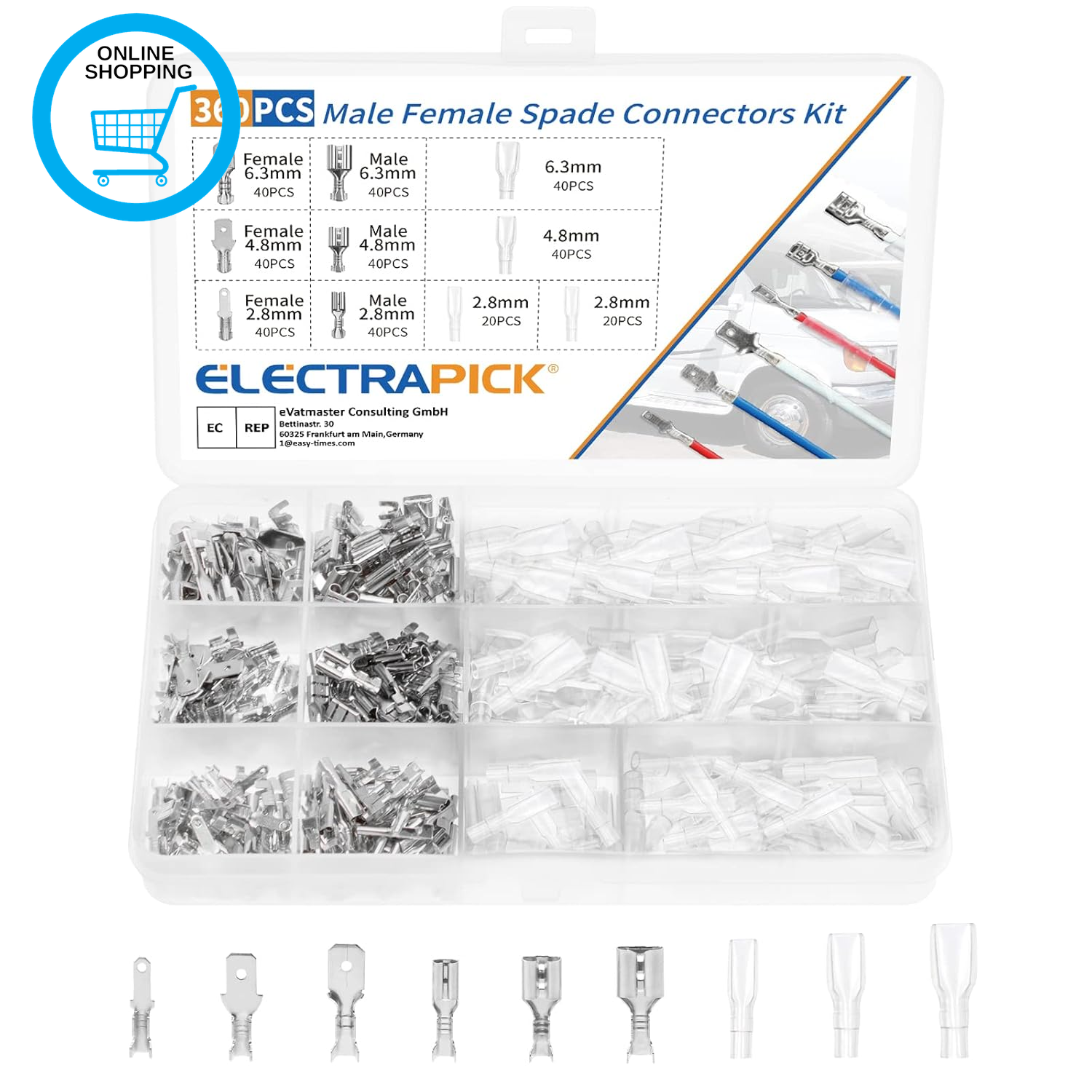 360S Electrical Wire Connector Male Female Spade Connectors Wire Crimp Terminal