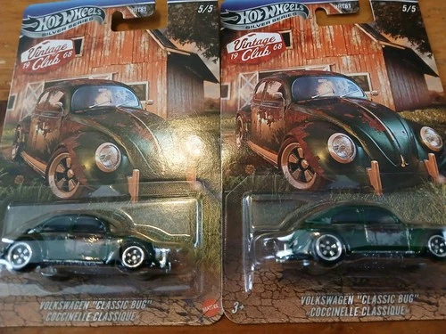 Hot Wheels Silver Series Vintage Club VW Classic Bug 5/5 - Lot of 2 - Metal Base