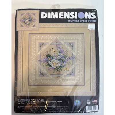Dimensions Flowers and Lace Counted Cross Stitch Kit Sandy Orton Floral 14''