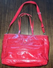 Coach Signature Patent Leather Embossed Diaper Bag Shoulder Bag F19256 Tote Red
