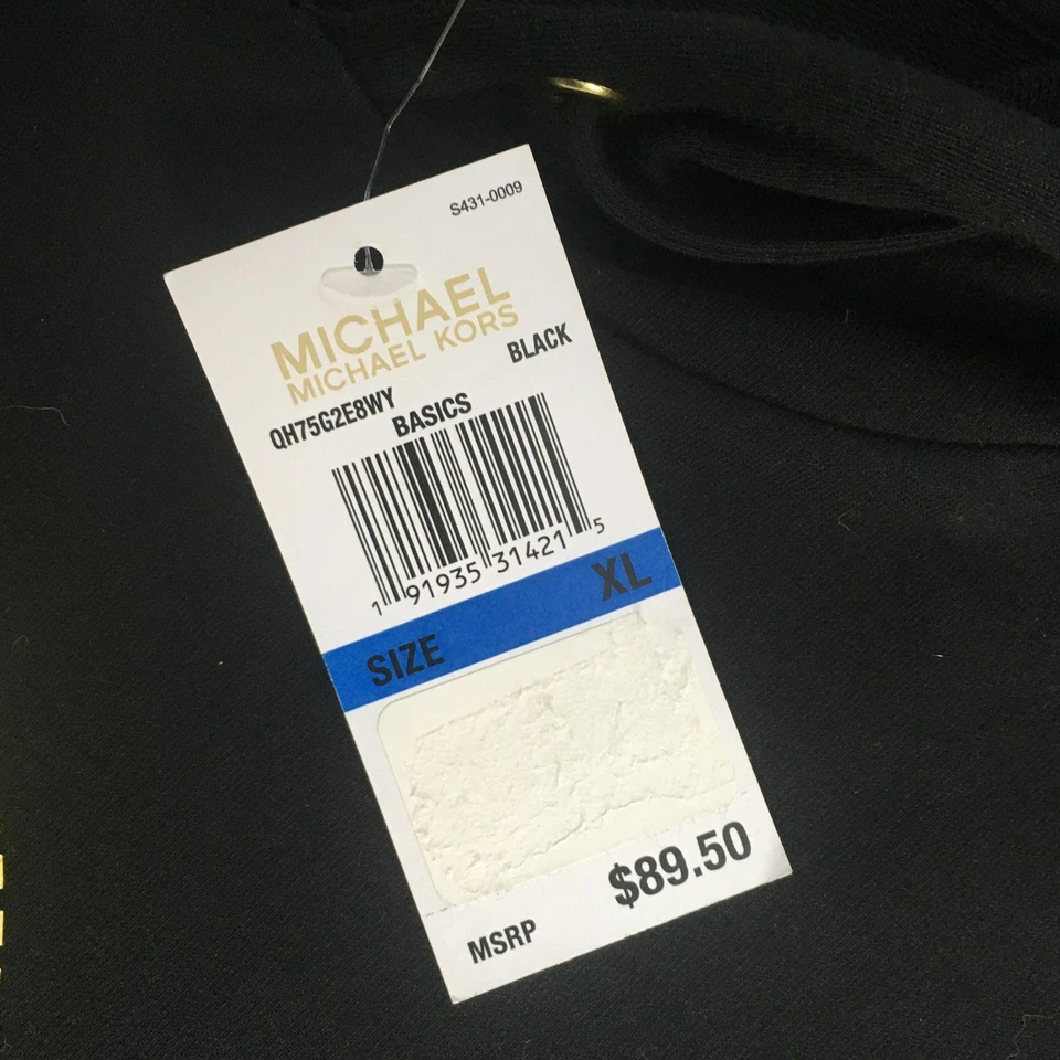 Женская толстовка с капюшоном Michael Michael Kors XL черная MK с золотыми заклепками логотип пуловер топ - Изображение 3 из 4