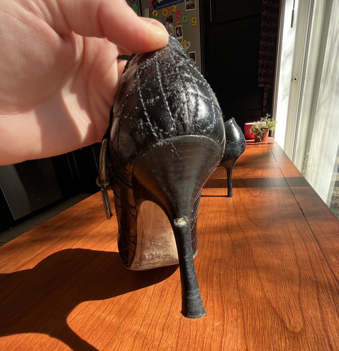 Christian Dior Vintage Ankle Boots Black Patent Leather Heels 8.5