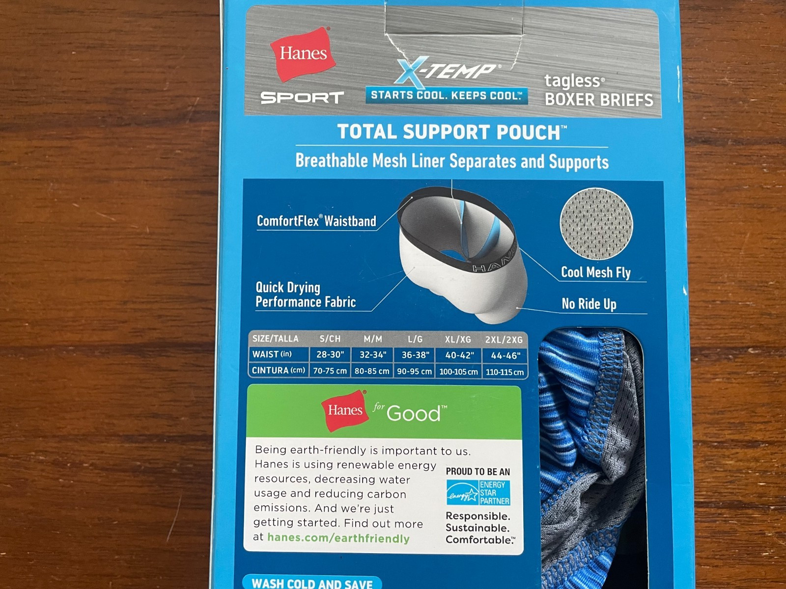 Hanes Men's Sport X-Temp Total Pouch Support Tagless Trunks Briefs 3-Pack Small