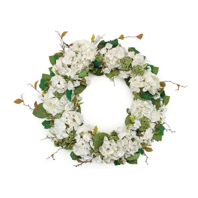 Melrose Hydrangea and Seedum Floral Wreath 32''D