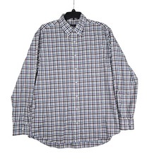 Jos. A. Bank Traveler Dress Shirt Mens L Multicolor Plaid Preppy Business Casual