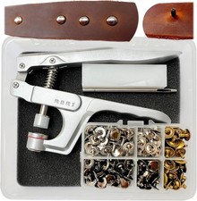 120 Sets 12mm Leather Rivets Pliers 3 Colors Double Cap Tubular Metal Studs