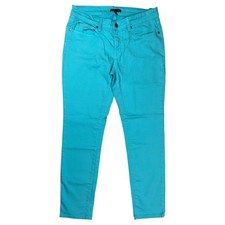 Eileen Fisher Slim Pants Women 6 Turquoise Blue Organic Cotton Stretch Casual