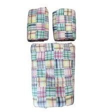 Ralph Lauren Full/Queen Plaid Madras Comforter w/ 2 Euro Shams Carly University