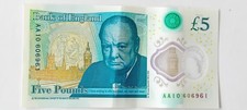 Bank Of England £5 Five Pound Note - Early Serial No AA10 606961 - Circulated