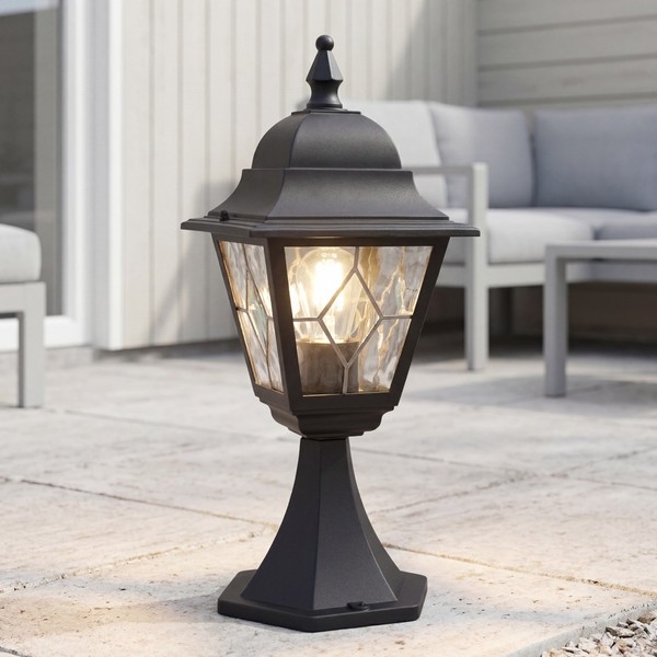 Sockelleuchte Schwarz Rustikales Design E27 IP43 H:44Cm Garten Weg AußEn Lampe-image