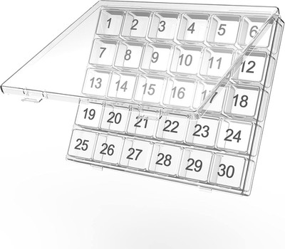 Monthly Pill Organizer - 30 Day Pill Box - Easy to Open - Large Compartments - P