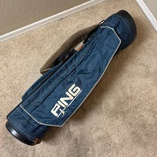PING Vintage Sunday Carry Golf Bag Navy Blue 4 Divider Padded Strap
