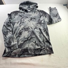 Adidas Boys Large 14/16 Grey Camo Pullover Hoodie Embroidered Logo Sweatshirt