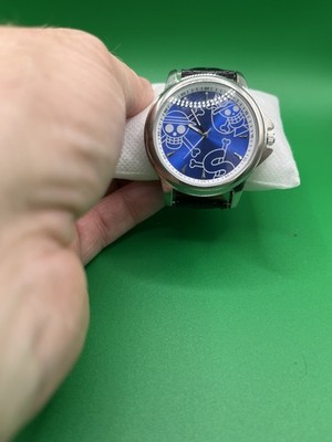 Atemberaubende Universal Studios Japan USJ Uhr Quarz blaues Zifferblatt Totenköpfe 2015 ASL 45mm