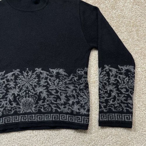 VTG Kenzo Jeans Turtleneck Sweater Womens LARGE BLACK Medusa Wool Blend GUC - Picture 6 of 17
