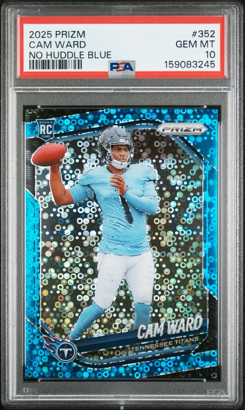 Cam Ward /125 Rookie No Huddle Blue Prizm Color Match PSA 10 GEM MINT 2025 Prizm