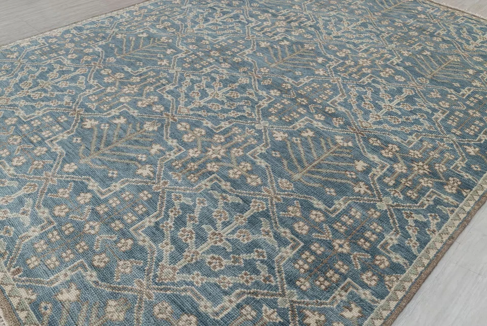 Vintage Turkish Oushak Rugs 8x10 9x12 10x14 12x15 Luxury Hand Knotted Green Rugs - Image 4 of 4