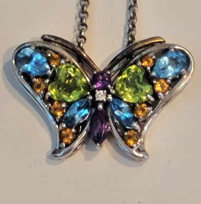  Alwand Vahan Schmetterling Anhänger 925 Sterling Silber / 14K mehrfarbige Steine