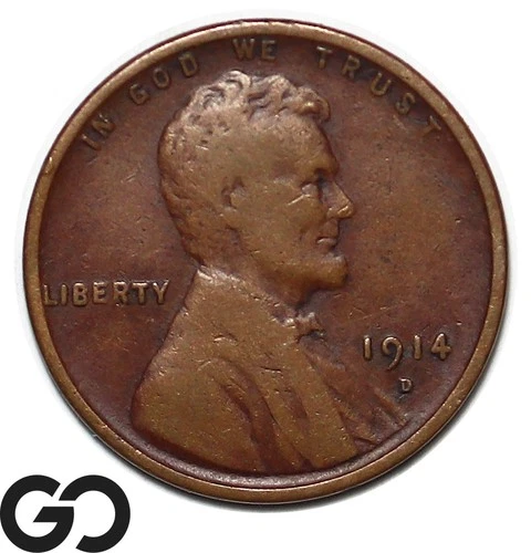 1914-D Lincoln Cent Wheat Penny, Choice VF++ Avidly Pursued Key Date!