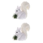 2pcs Artificial Wooden Squirrel Figurine Home Decor Animals Desktop Adornment