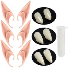 HLenyoy Vampire Varies 13mm, 15mm, 17mm fangs; Long/Short elf ears , Pink