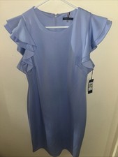 Tommy Hilfiger Flutter-Sleeve Scuba Dress Purple Size 14