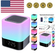 Night Lights Bluetooth Speaker, Alarm Clock Bluetooth Speakers Touch Sensor B...