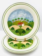 Vintage Sango Sangostone "Country Cottage" Dinner Plates - Set of 3